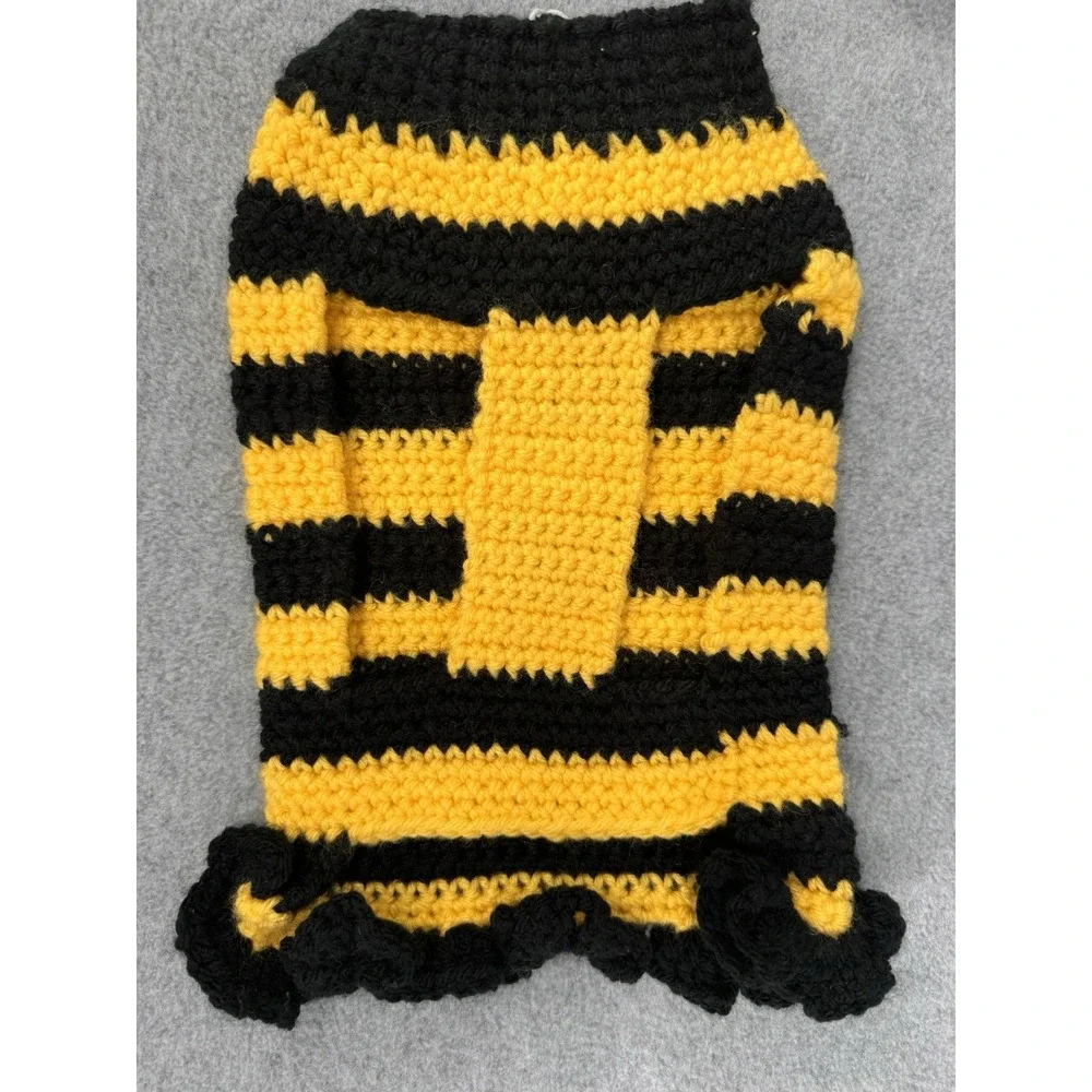Dog Sweater Hat Set Small‎ Bumblebee Costume Outfit Handmade Crochet